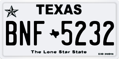 TX license plate BNF5232