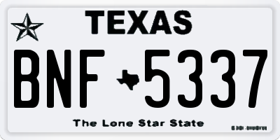 TX license plate BNF5337