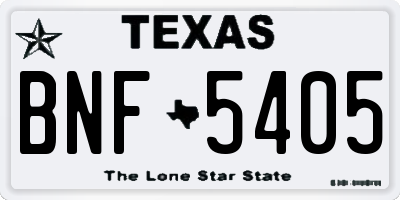 TX license plate BNF5405