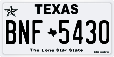 TX license plate BNF5430