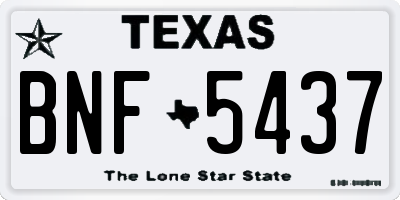 TX license plate BNF5437