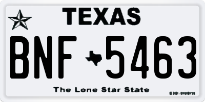 TX license plate BNF5463