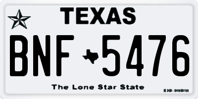 TX license plate BNF5476