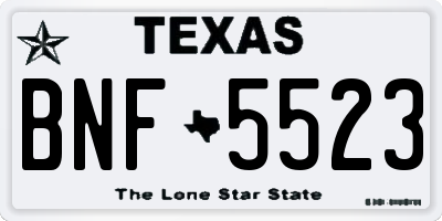 TX license plate BNF5523