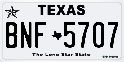 TX license plate BNF5707