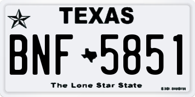 TX license plate BNF5851