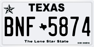 TX license plate BNF5874