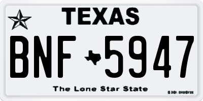 TX license plate BNF5947