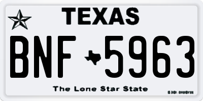 TX license plate BNF5963