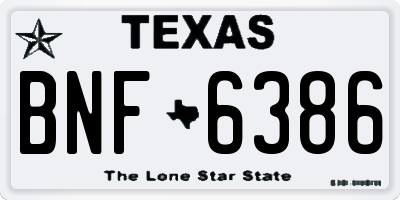 TX license plate BNF6386