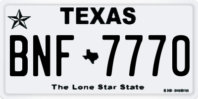 TX license plate BNF7770
