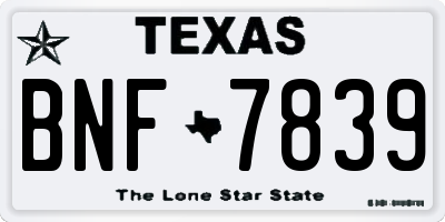TX license plate BNF7839