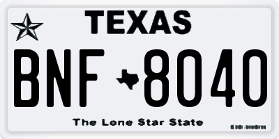 TX license plate BNF8040