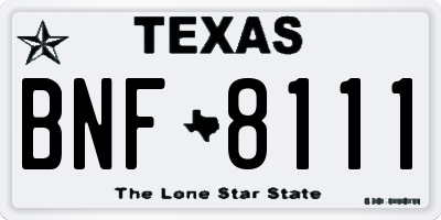 TX license plate BNF8111