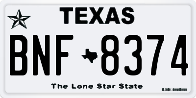 TX license plate BNF8374