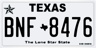 TX license plate BNF8476