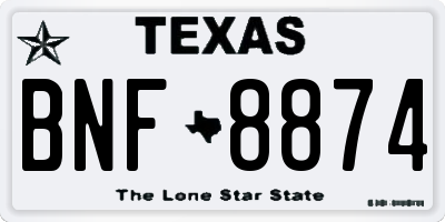 TX license plate BNF8874