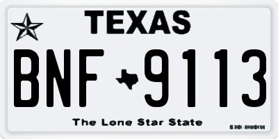 TX license plate BNF9113
