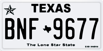 TX license plate BNF9677