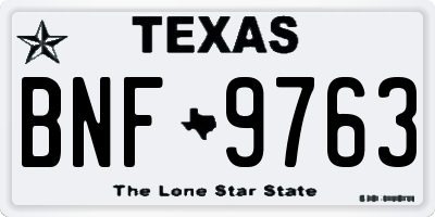 TX license plate BNF9763