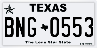 TX license plate BNG0553