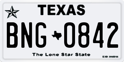 TX license plate BNG0842