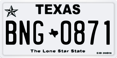 TX license plate BNG0871