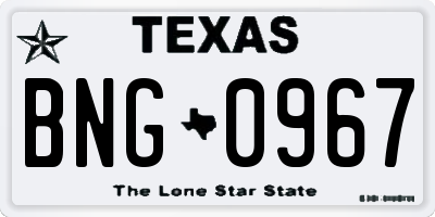 TX license plate BNG0967