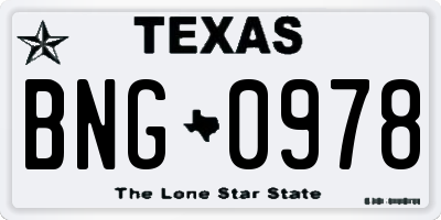 TX license plate BNG0978
