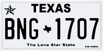TX license plate BNG1707