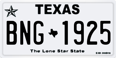 TX license plate BNG1925