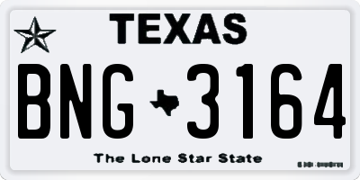 TX license plate BNG3164