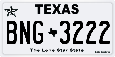 TX license plate BNG3222