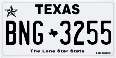 TX license plate BNG3255