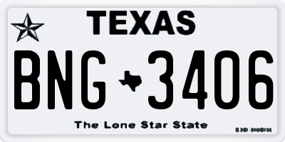 TX license plate BNG3406