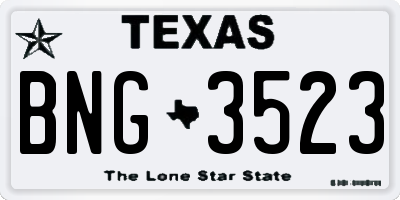 TX license plate BNG3523