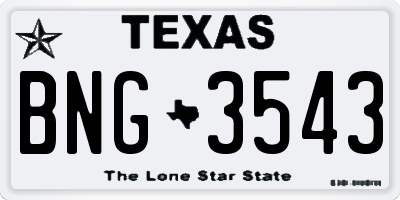 TX license plate BNG3543