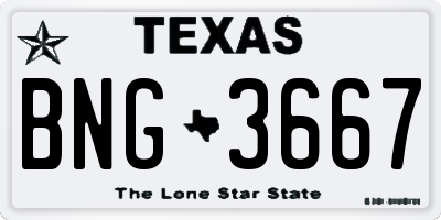 TX license plate BNG3667
