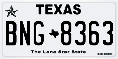 TX license plate BNG8363