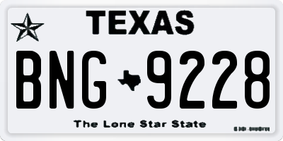 TX license plate BNG9228