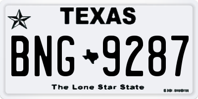 TX license plate BNG9287