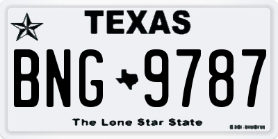 TX license plate BNG9787