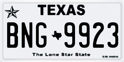 TX license plate BNG9923