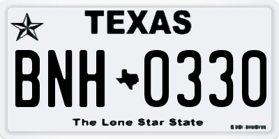 TX license plate BNH0330