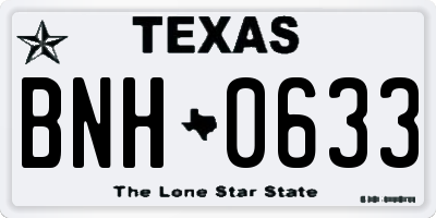 TX license plate BNH0633