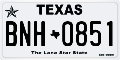 TX license plate BNH0851