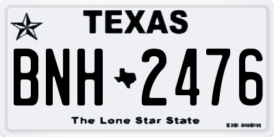 TX license plate BNH2476