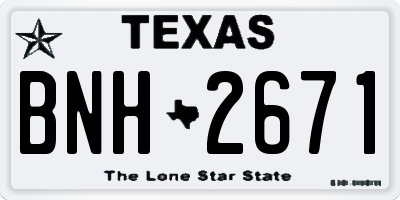 TX license plate BNH2671