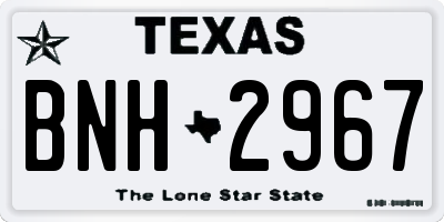 TX license plate BNH2967