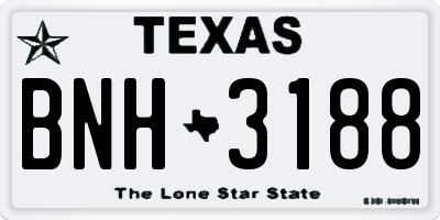 TX license plate BNH3188